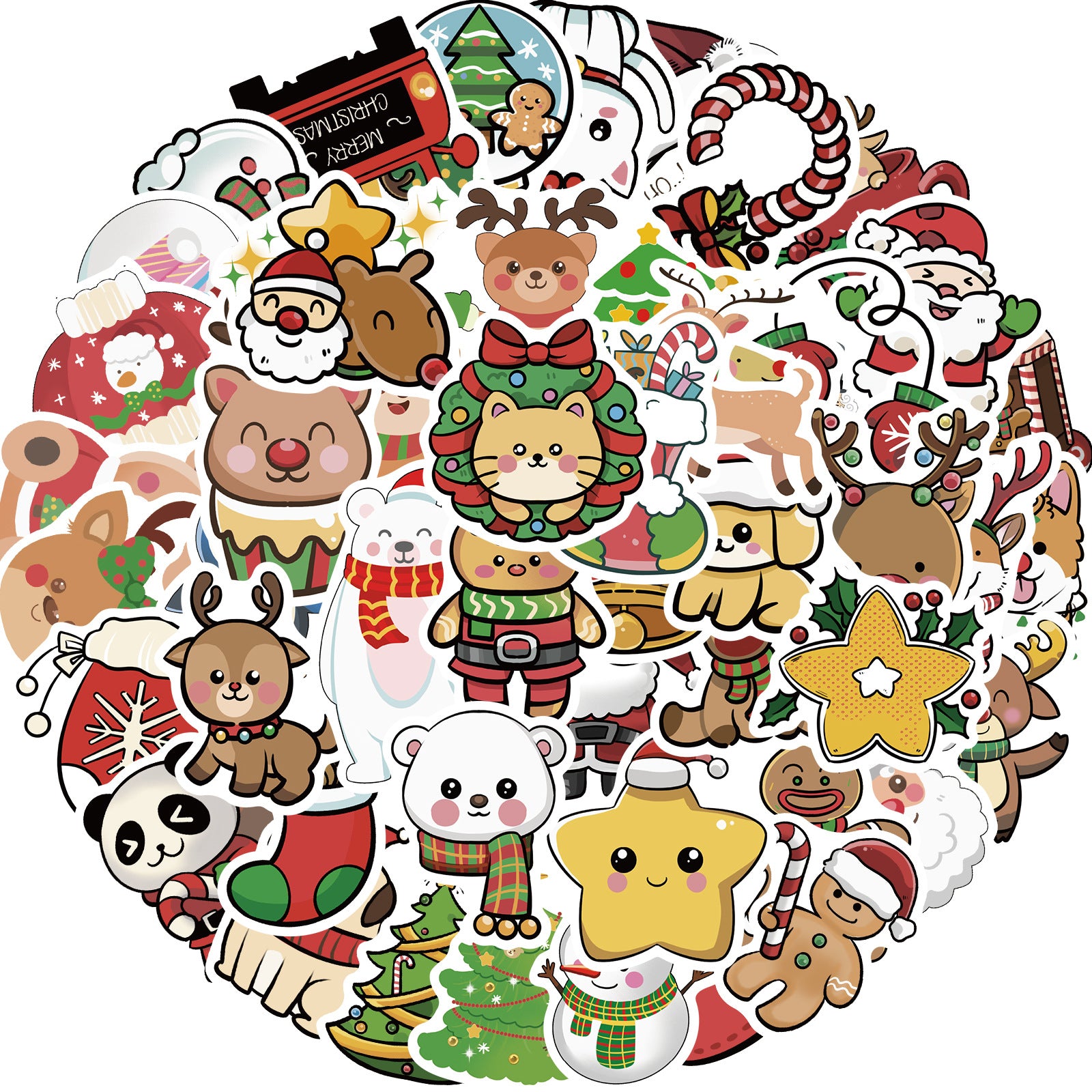 Wholesale 50pcs Cartoon Christmas Stickers