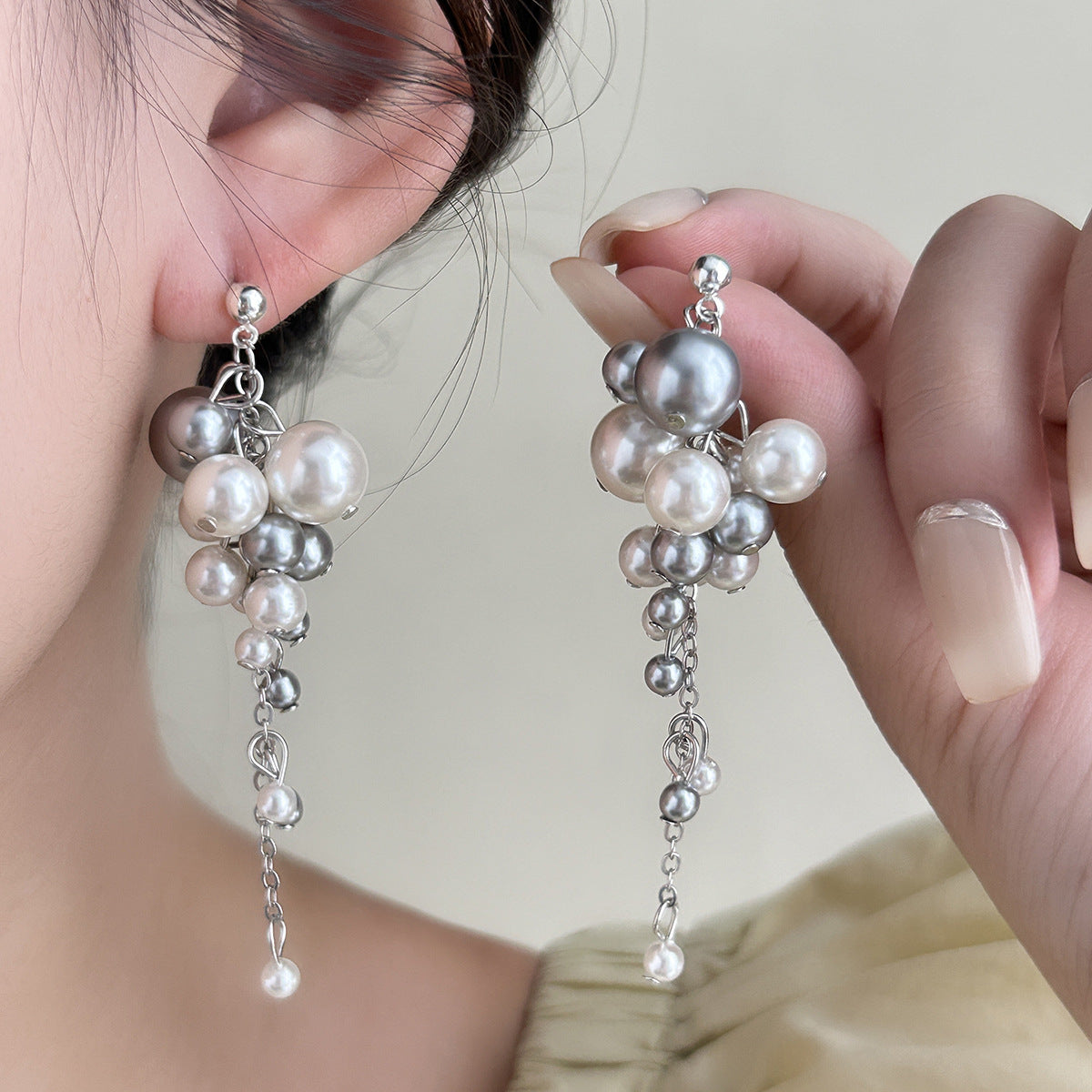 Wholesale French Pearl Tassel Long Earrings