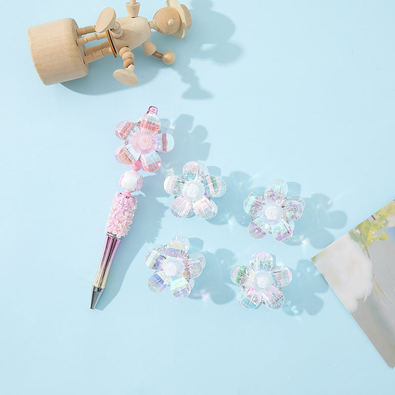 Wholesale 10pcs Heavy Industry Pink Flower Acrylic Handmade Sakura Accessories DIY Beads