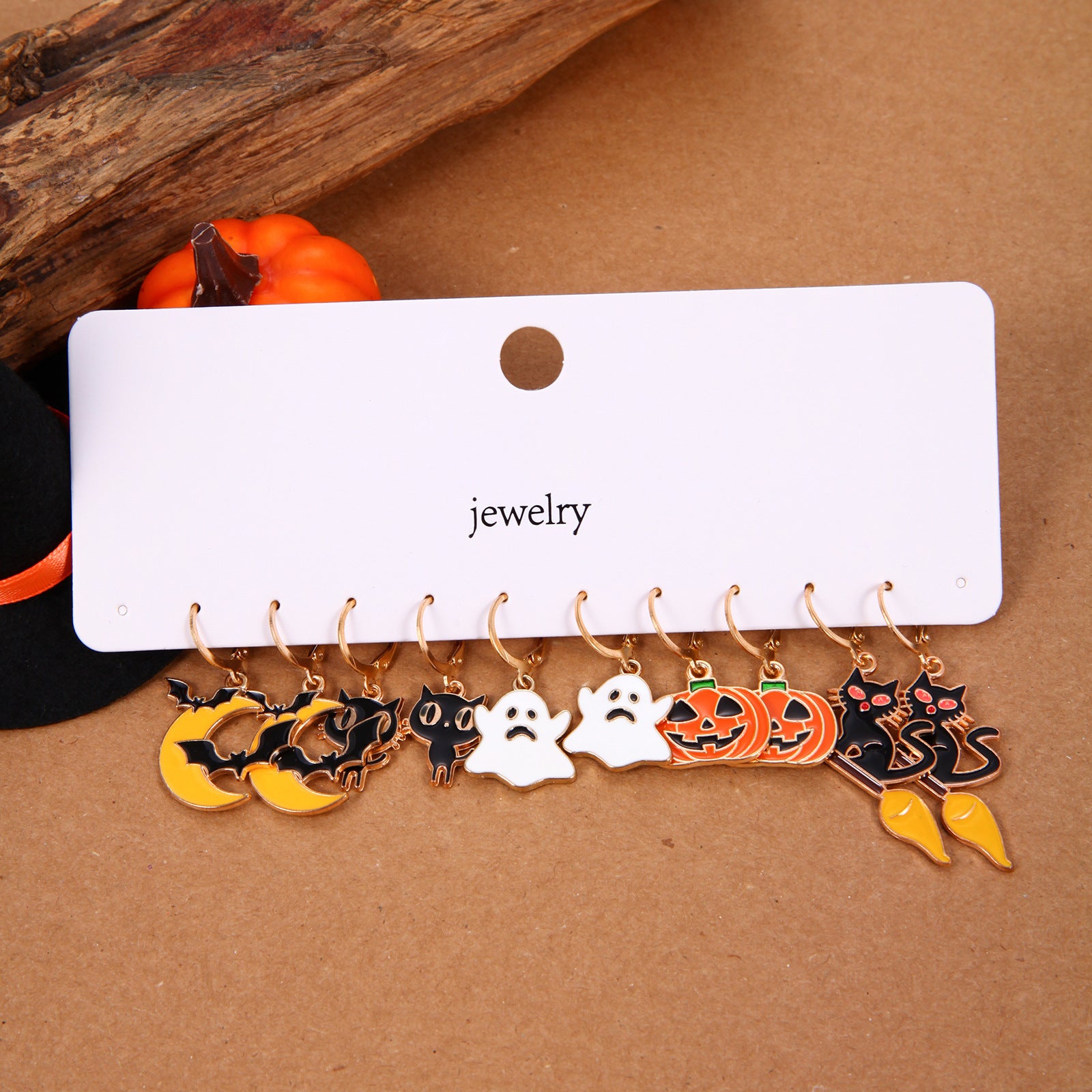 Wholesale Zinc Alloy Electroplated  Earring Set 5 Pcs Pumpkin Skull Ghost Design Women Party Jewelry Accessory