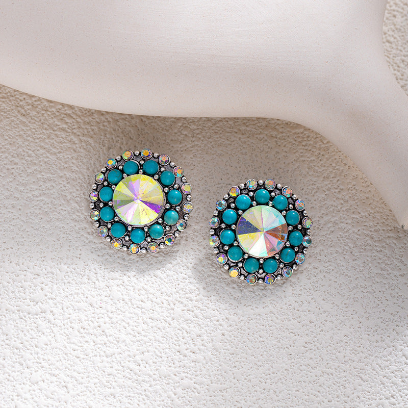 Wholesale Bohemian style turquoise flower earrings