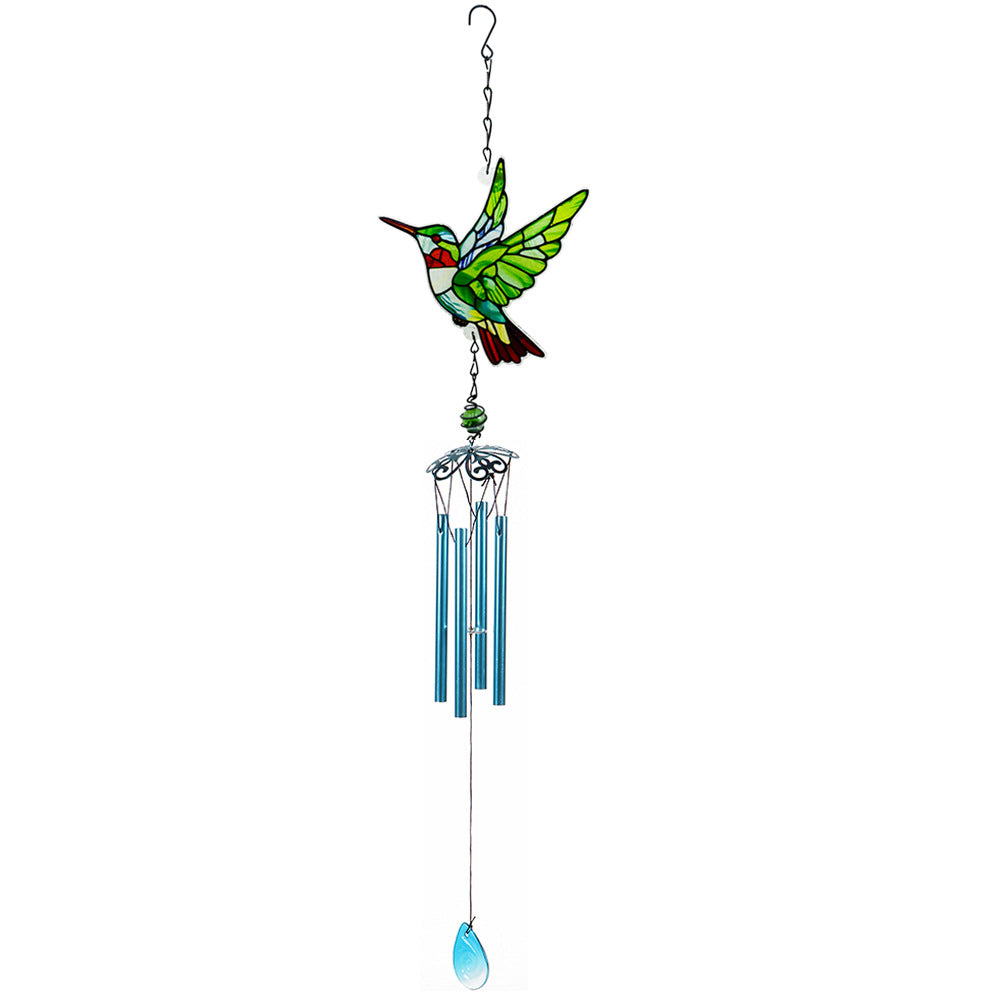 Wholesale Glass Hummingbird Wind Chime Diamond Glass Garden Courtyard Bell Pendant