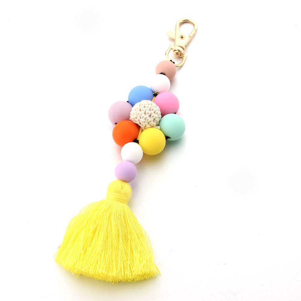 Wholesale Silicone Bead Tassel Flower Keychain