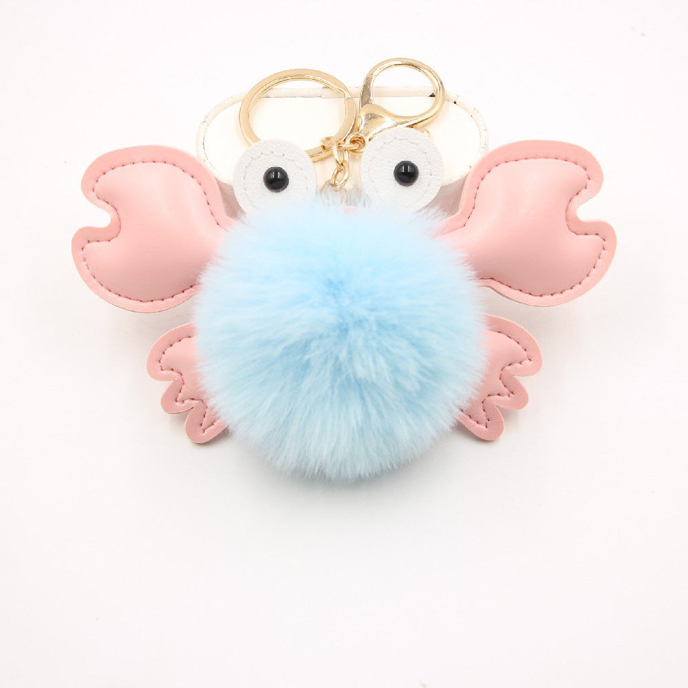 Wholesale Stylish White Leather Crab Pendant Keychain Bag Charm Decorative Gift Accessory