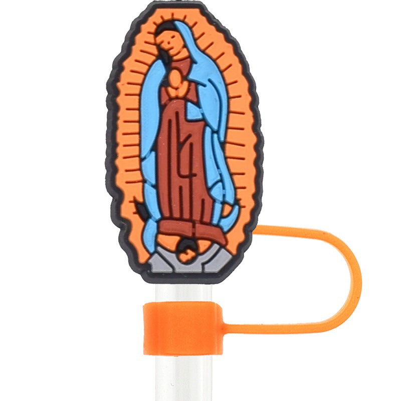 Wholesale Random 100pcs  Bible series water cup straw cap 10mm  cartoon Straw Cover