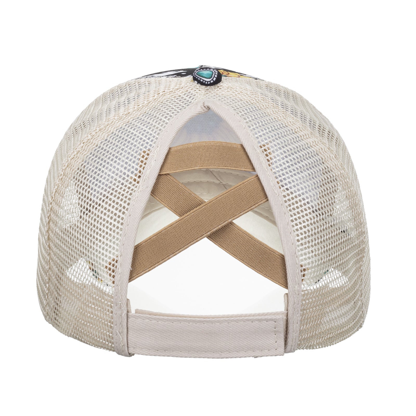 Wholesale Gemstone Sunflower Print Cross Baseball Cap