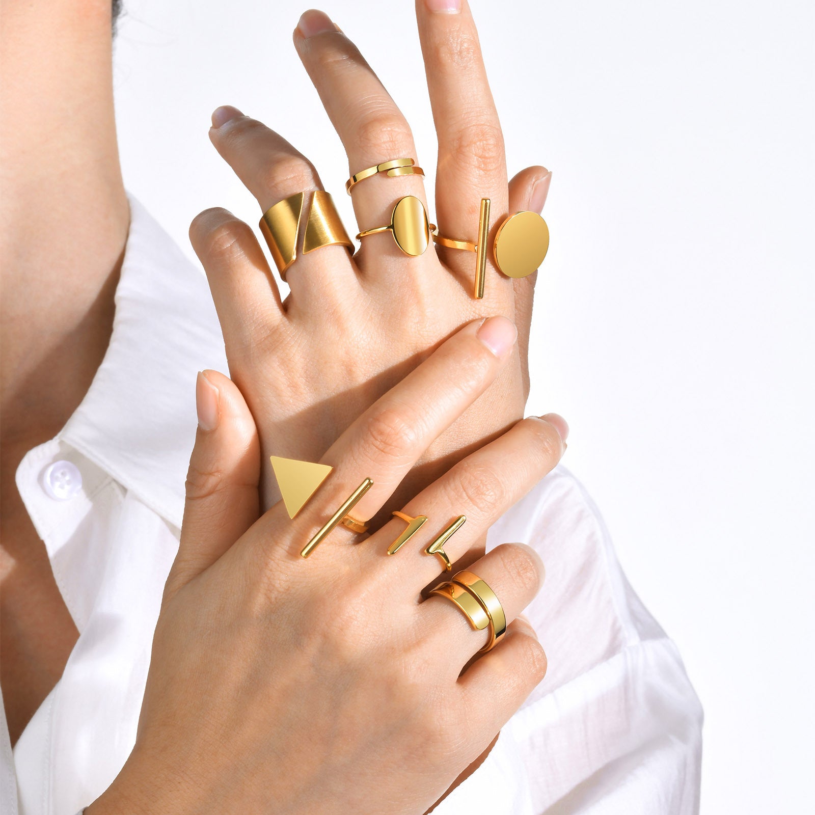 Wholesale Geometric Smooth and Simple Personalized Titanium Steel Rings