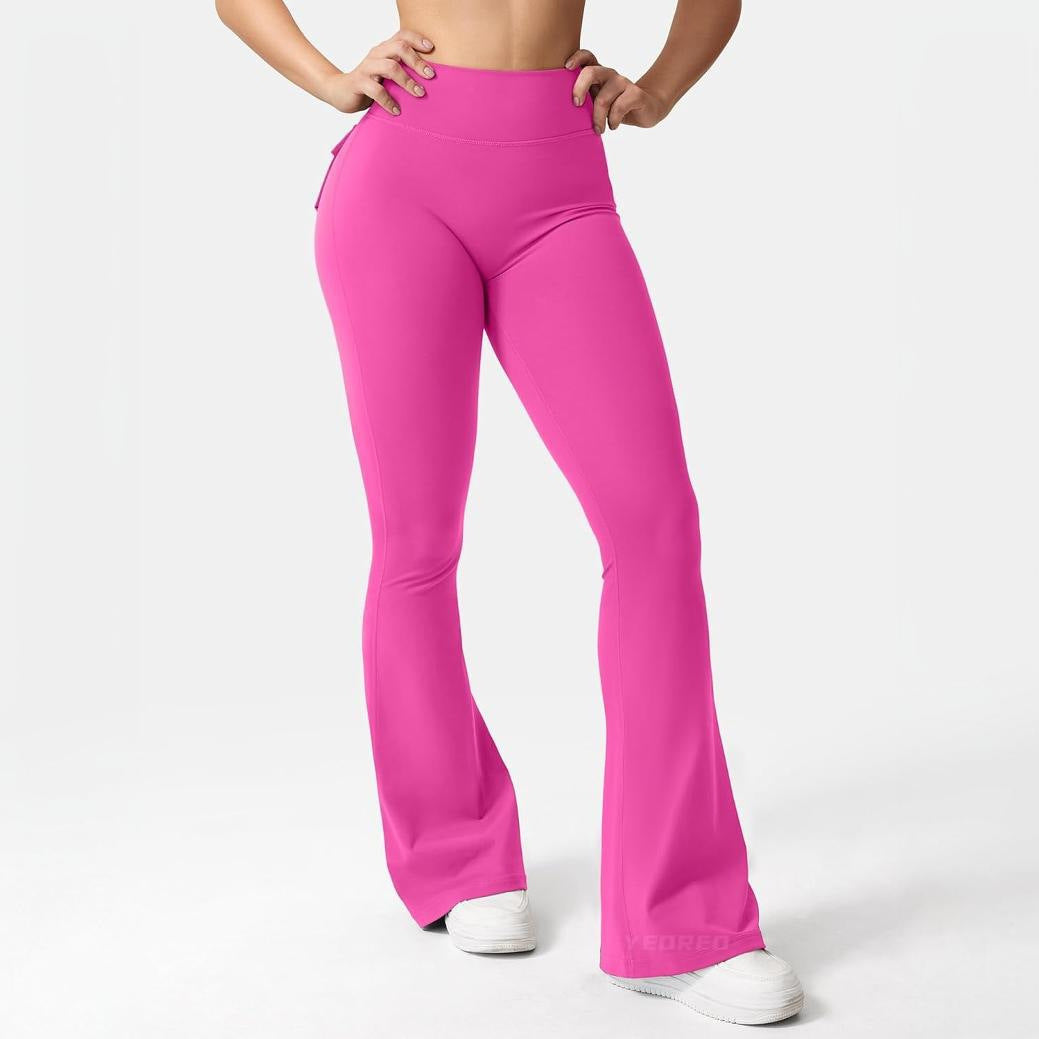 Wholesale  Work Pocket Pants Elasto High Waist Fitness Pants Yoga Running Hip Lifter