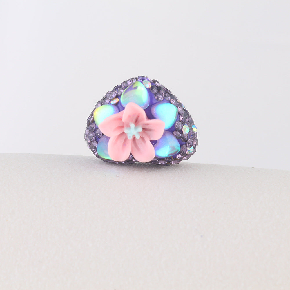 Wholesale 6pcs Flower Heart Soft Ceramic Diamond Ball Crystal Beads