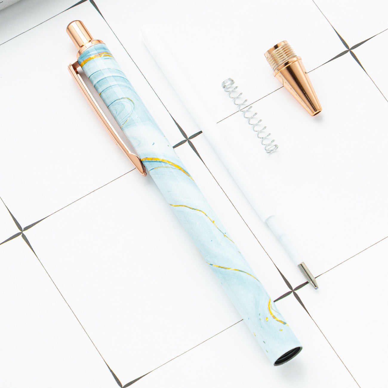 Wholesale 2pcs Push Creative Heat Transfer Pattern Push Metal Ballpoint Pen