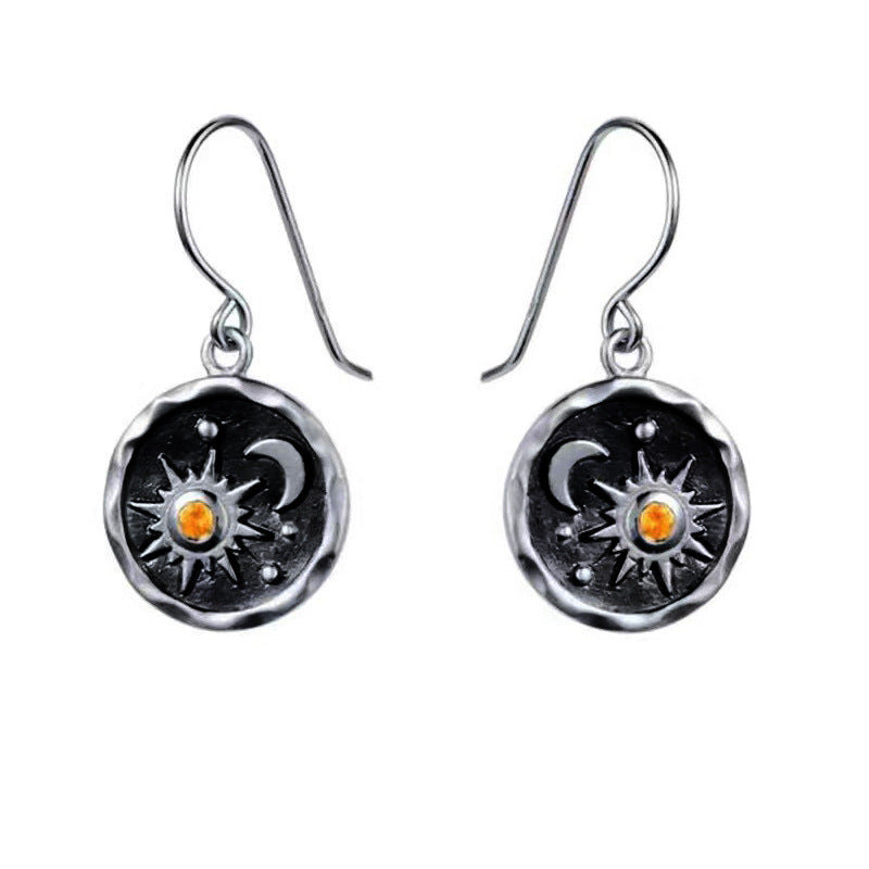 Wholesale Sun Moon Vintage Pendant Alloy Earrings Necklace Set