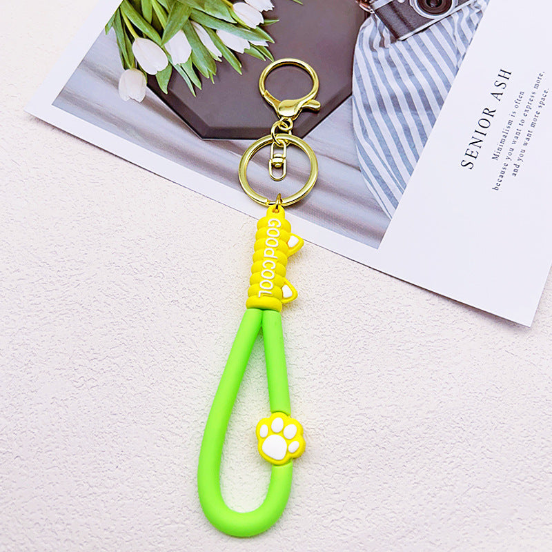 Wholesale Cat Claw PVC Leather Rope Keychain