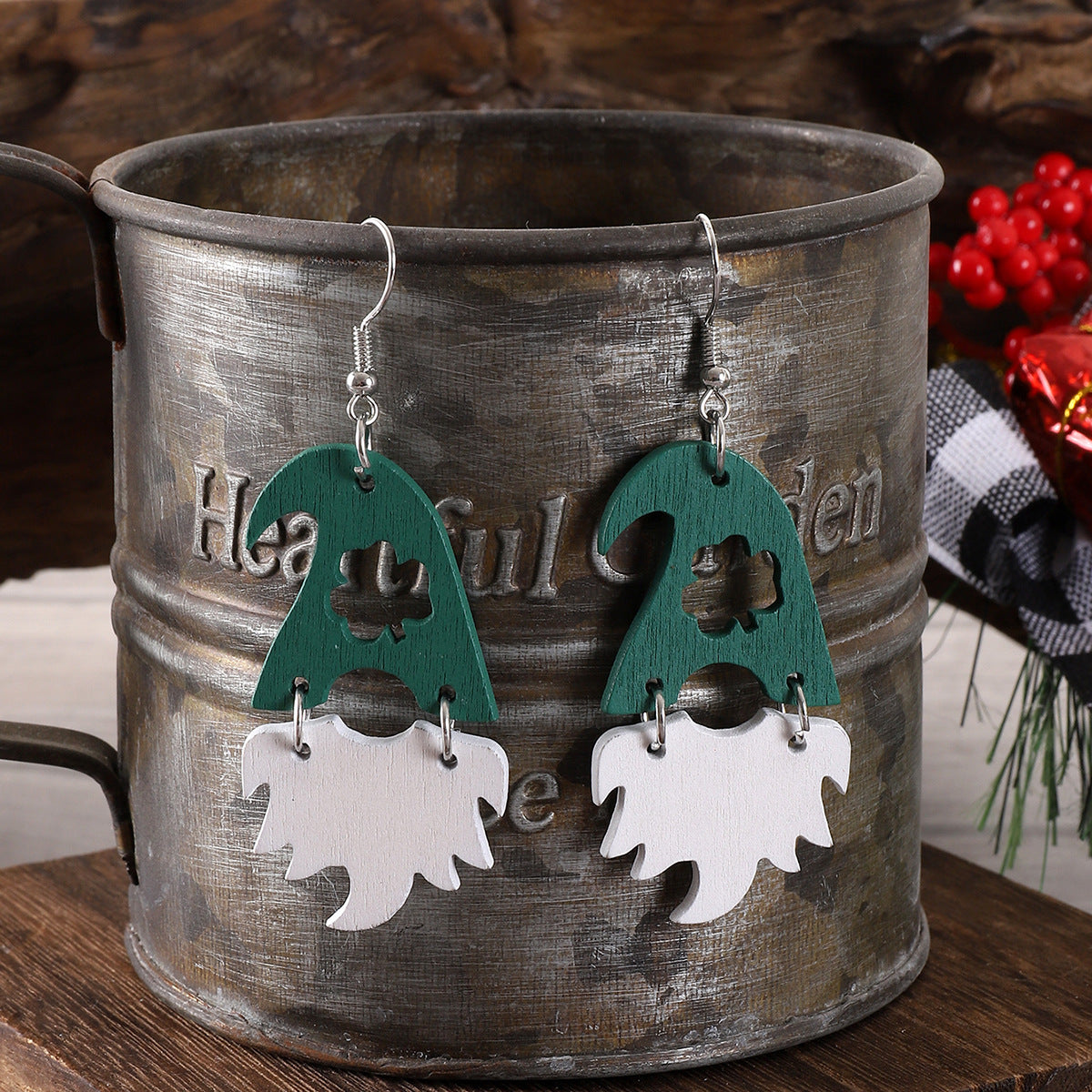 Wholesale St. para Festival Irish Clover wooden earrings