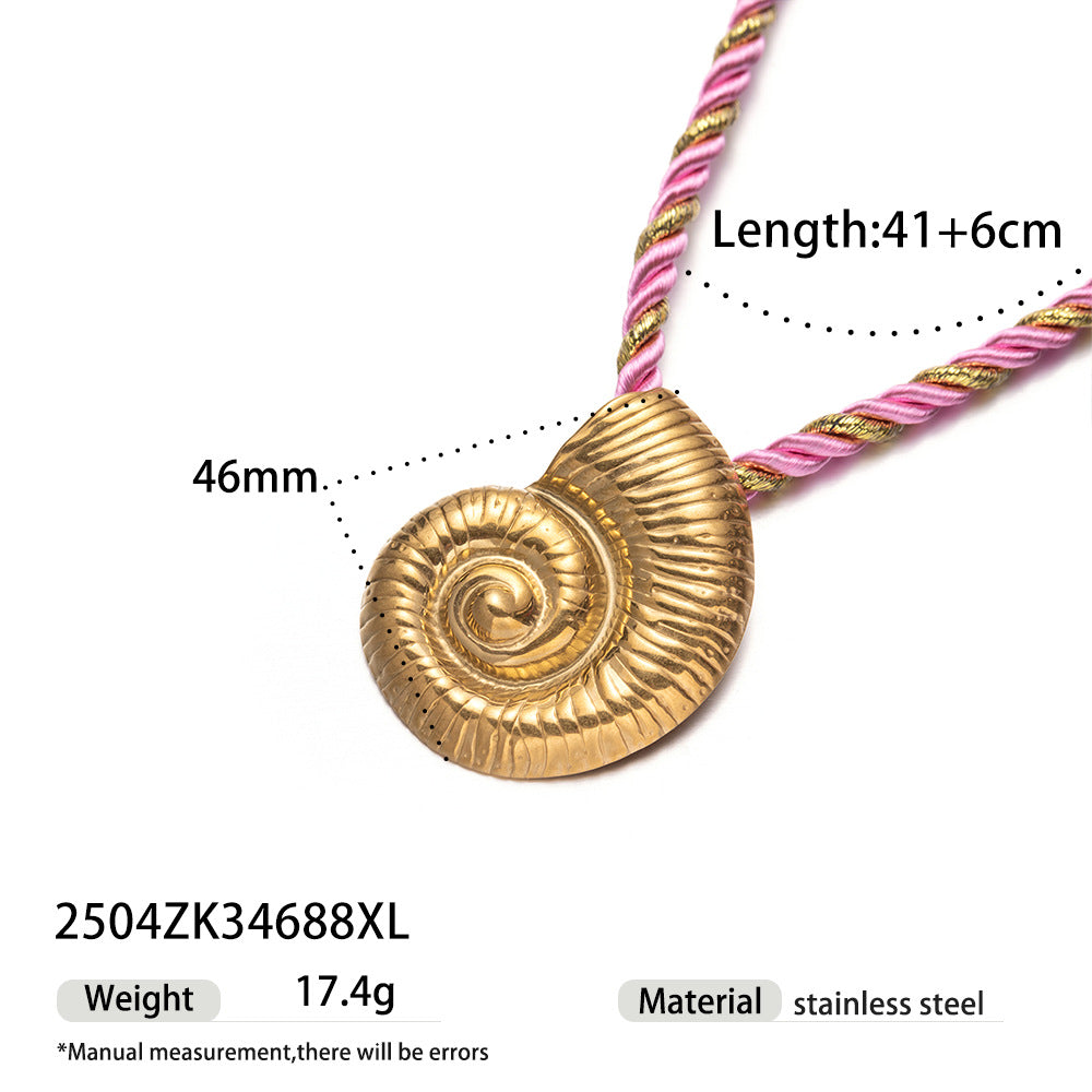 Wholesale Tyna European and American Light Luxury 18K Gold Stainless Steel Conch Sea Star Sun Thick Rope Necklace All-match Cross-border Trendy Jewelry