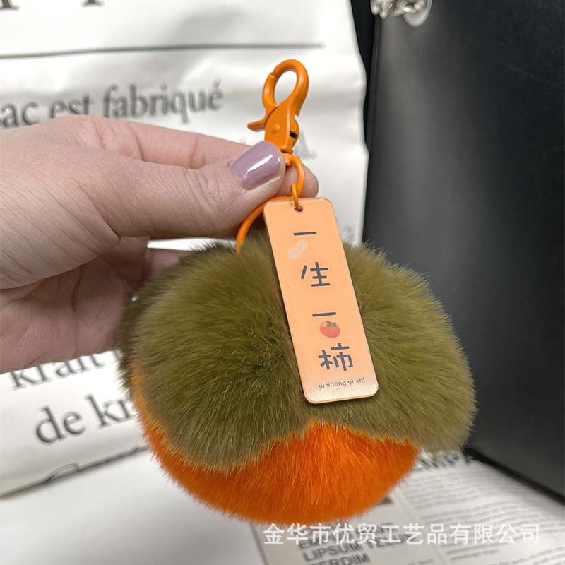 Wholesale Plush persimmon pendant keychain pendant persimmon wishful car pendant