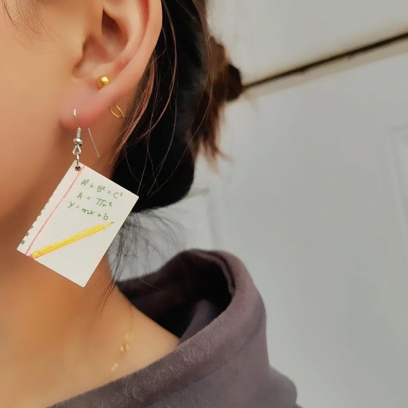 Wholesale Teacher's Day Books Paintbrushes Wooden Earrings