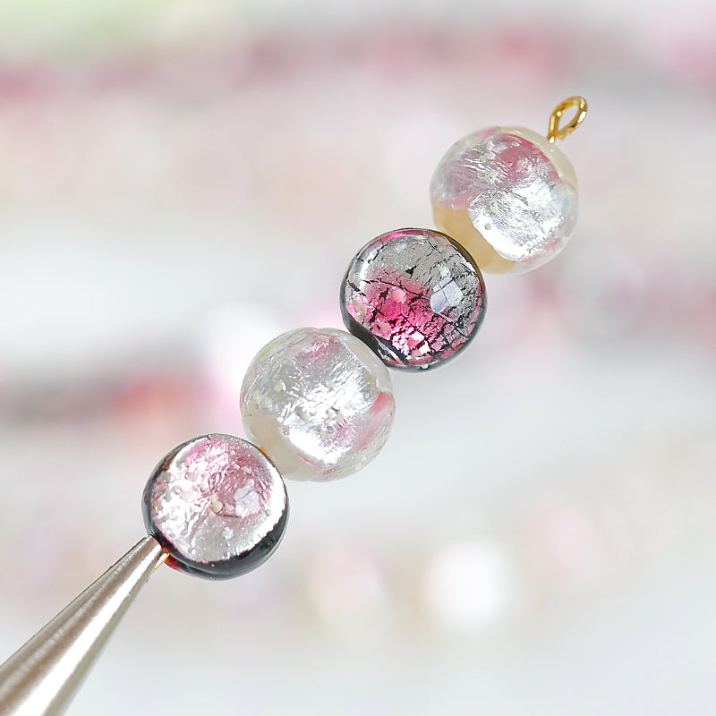 Al por mayor 30pcs de 10 mm de verano, flor de cerezo en polvo de tinta plateado de vidrio de vidrio de vidrio redondo