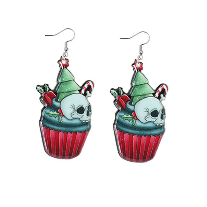 Wholesale Christmas funny flat acrylic earrings