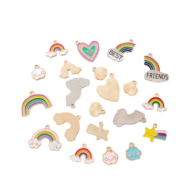 Wholesale Rainbow Cloud Sunflower Meteor Alloy Drip Oil Pendant DIY Necklace Pendant Accessories