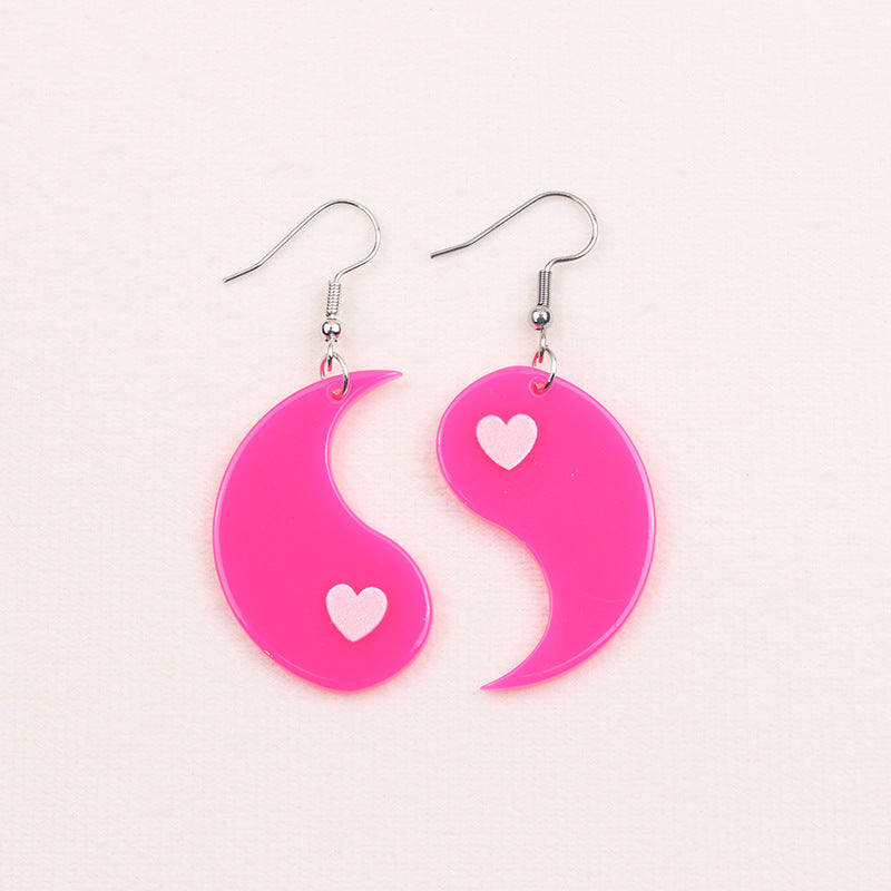Wholesale 2pairs/pack Chubby Water Drop Love Acrylic Earrings