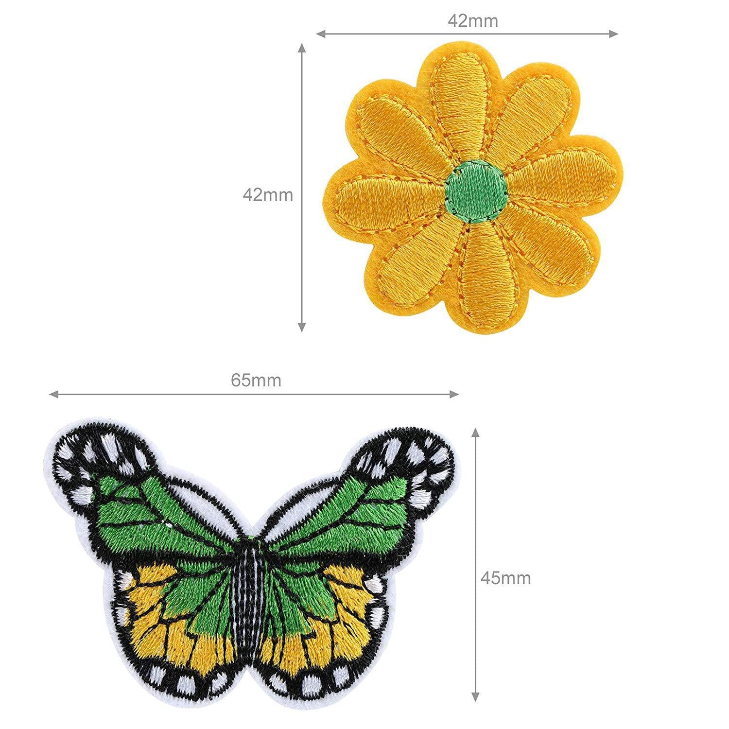 Wholesale Flower Butterfly Embroidery Patches 14 Piece Fabric Applique Set For Clothing DIY Craft Decorative Accent