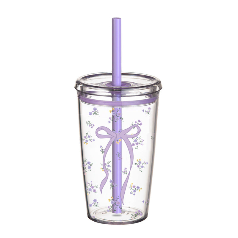 Wholesale 450ml Tritan straw cup milk tea cup coffee cup with printing simple straw cup