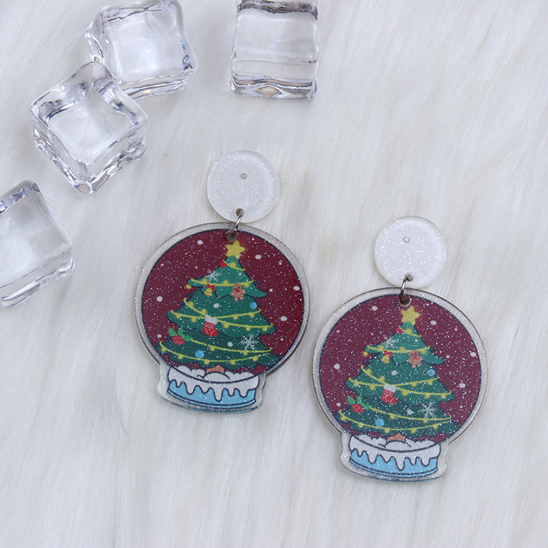 Wholesale Round Christmas Acrylic Earrings