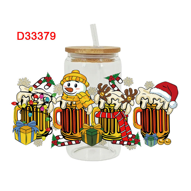 Wholesale Christmas trees of various colors 16oz Cup UV DTF Wraps