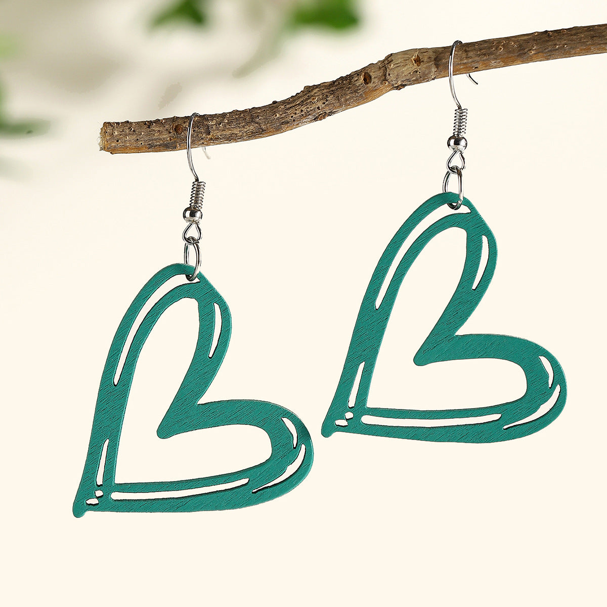 Wholesale Colorful Love Valentine' s Day Wood Earrings