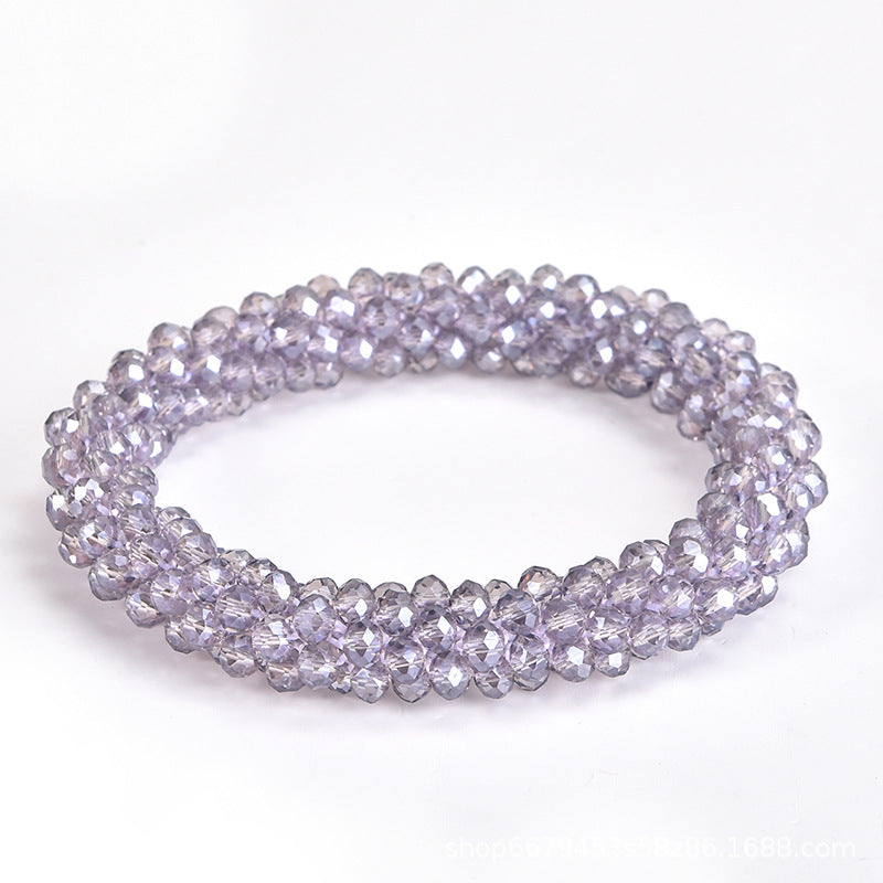 Wholesale Sequin Crystal Color Elastic Rubber Band Bracelet Dual Use