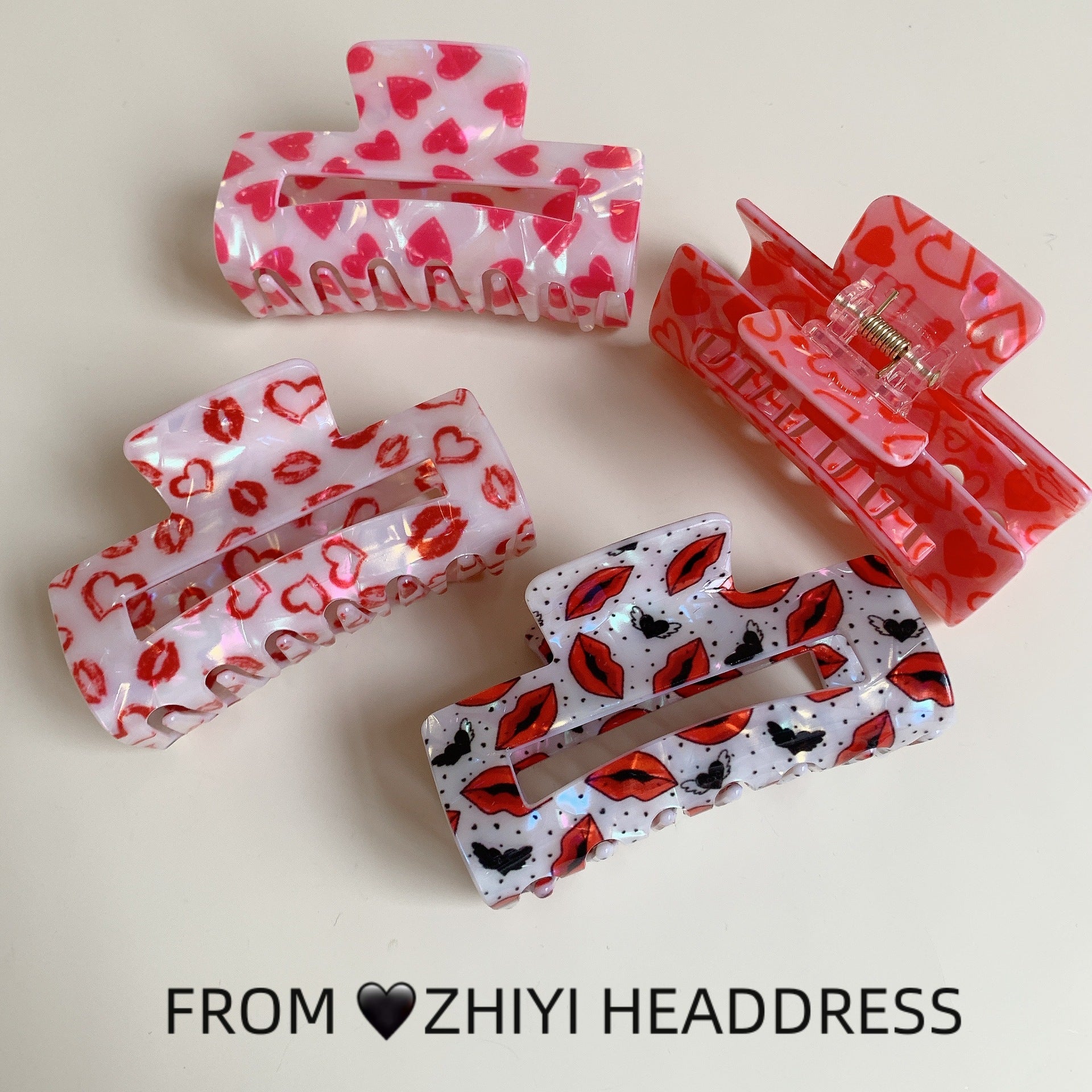 Wholesale Love Cupid Rose New Shark Clip Valentine's Day Large Rectangular Grab Hairpin