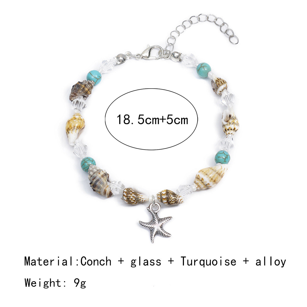 Wholesale Conch Rice Beads Turquoise Pendant Shell Crystal Beads Bracelet