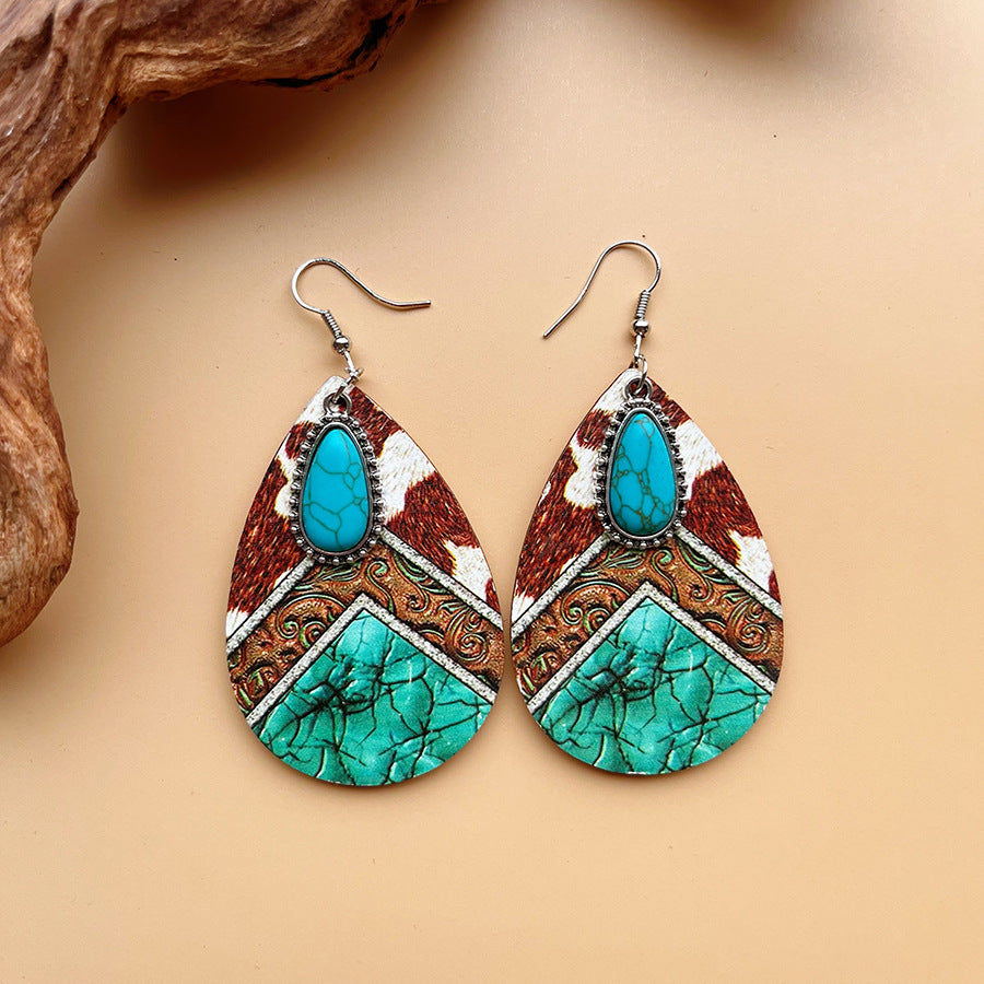 Wholesale Turquoise Pendant Retro Ethnic Style Fashion Bohemian Earrings