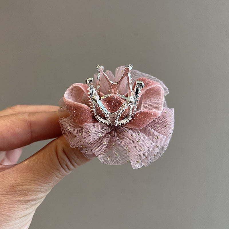 Wholesale Children's mesh flower clip stereo Crown girl hair accessories