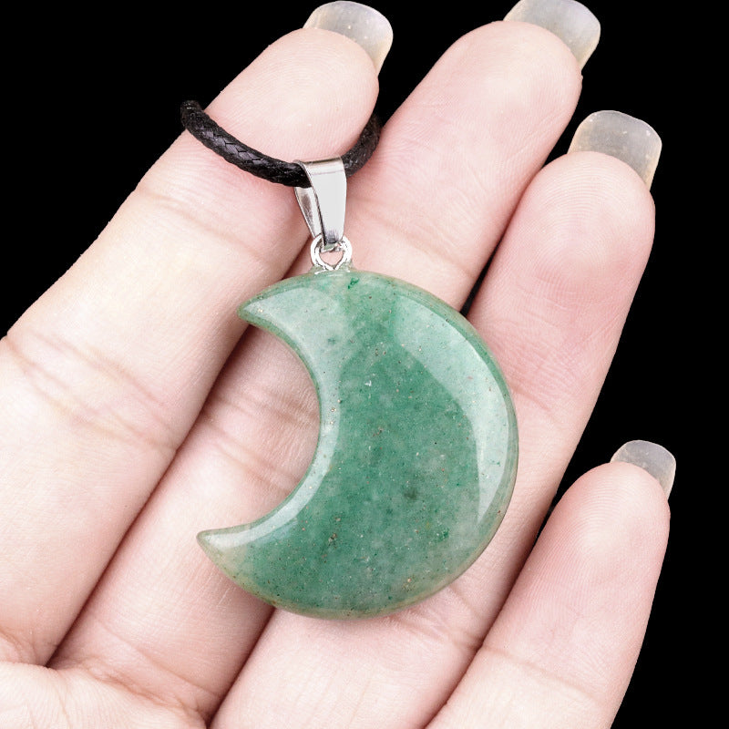 Wholesale Natural crystal agate stone 30mm moon pendant necklace pendant
