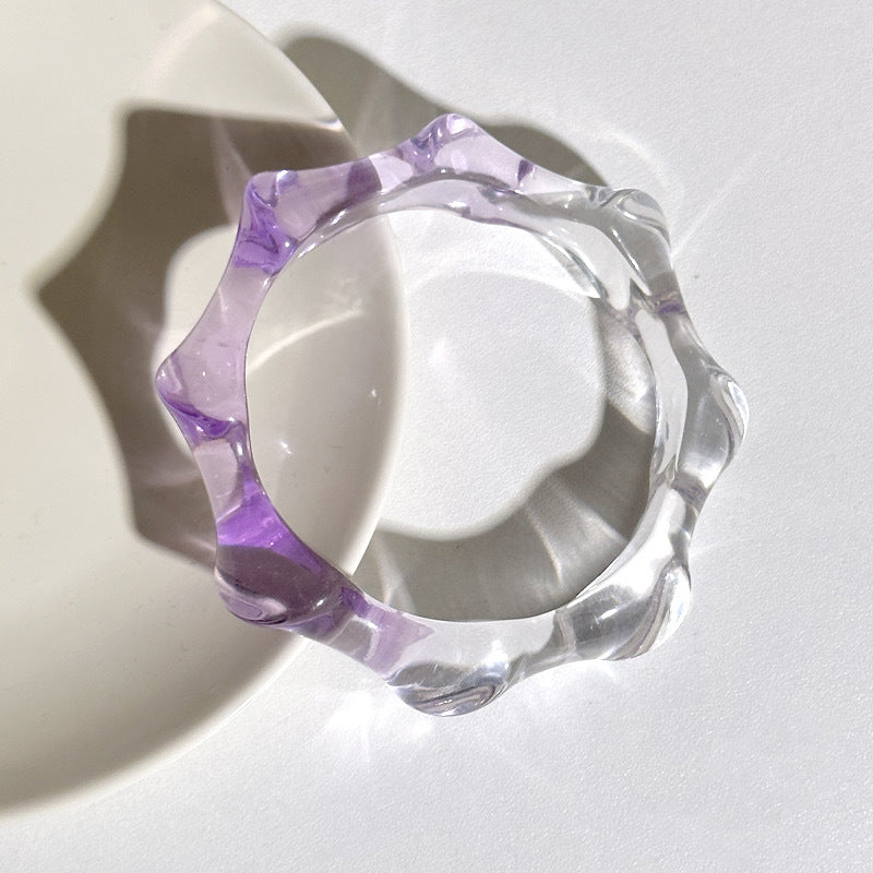 Wholesale 10pcs Yuyu new gradient transparent color matching wave round geometric resin bracelet ins color bracelet