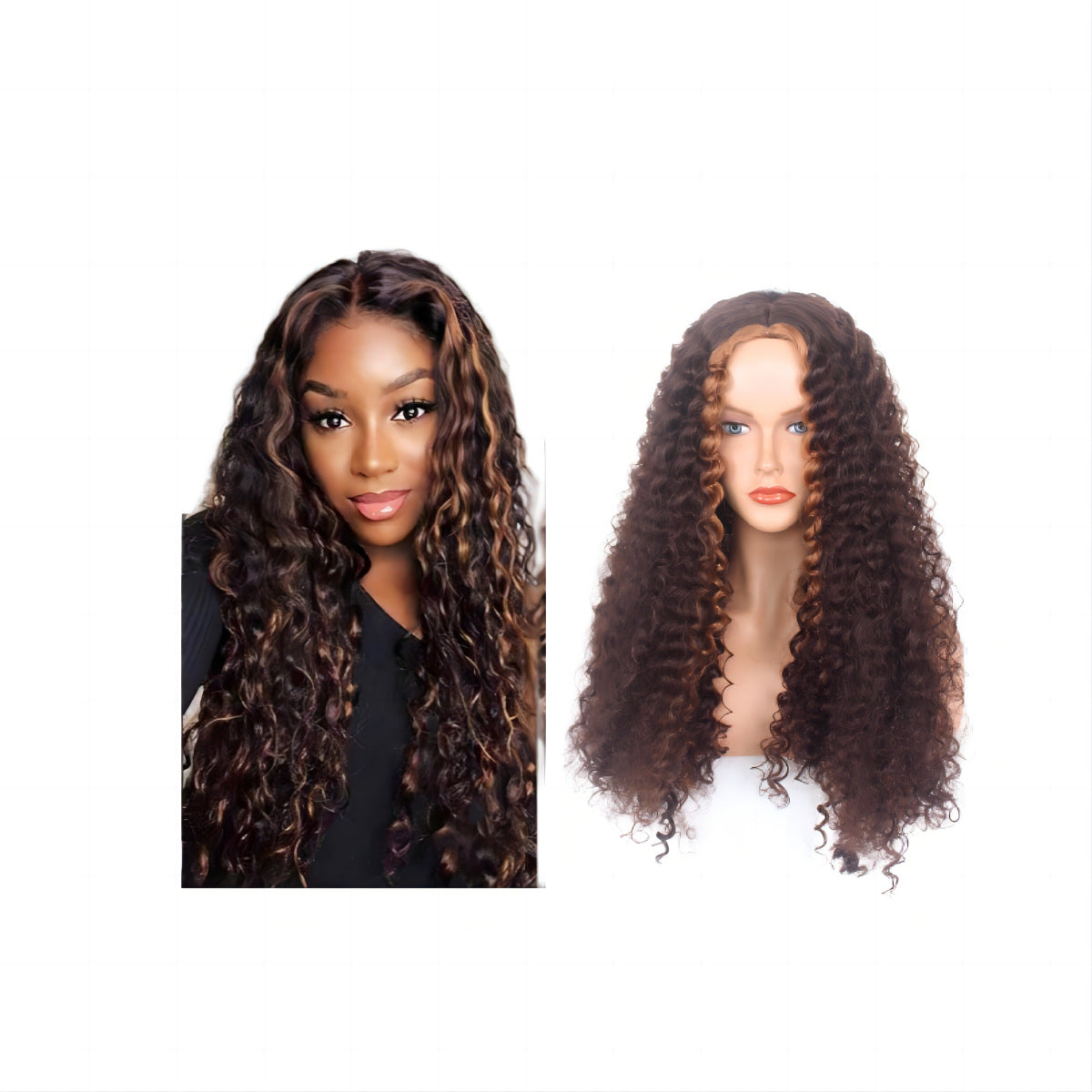 Wholesale Matte high temperature silk African small winding tube afro long curly hair chemical fiber wig middle parting headpiece