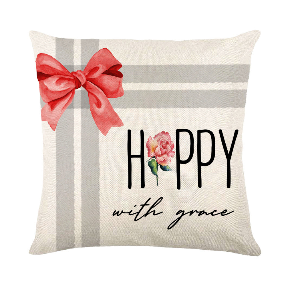Wholesale Simple Christmas Throw Pillow Cover Letter Decoration Cushion Linen Printing Waist Cushion
