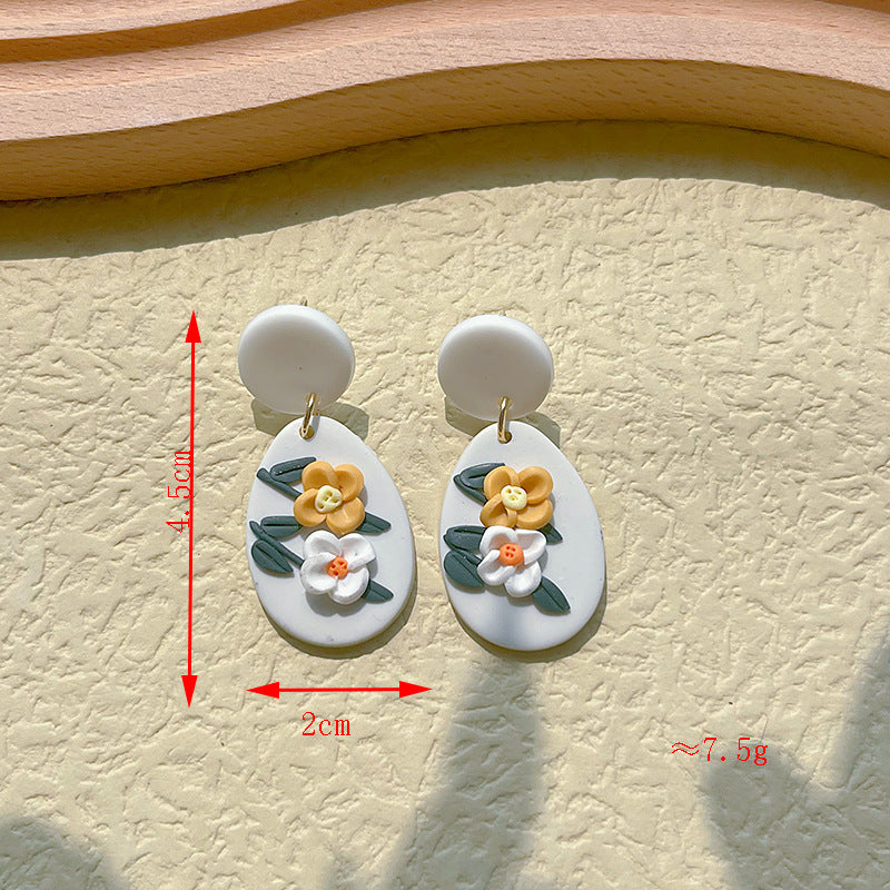 Wholesale Snowman Wreath Cartoon Cute Soft Ceramic Earrings