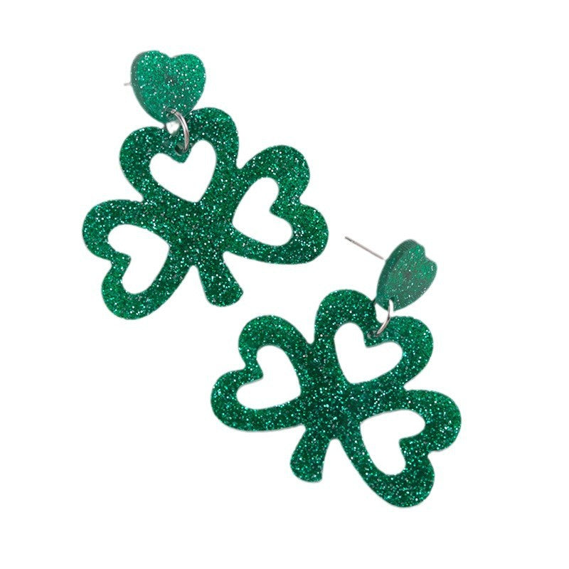 Wholesale  St.  Patrick' s Day Beer Festival  Vintage Clover  Acrylic Earrings