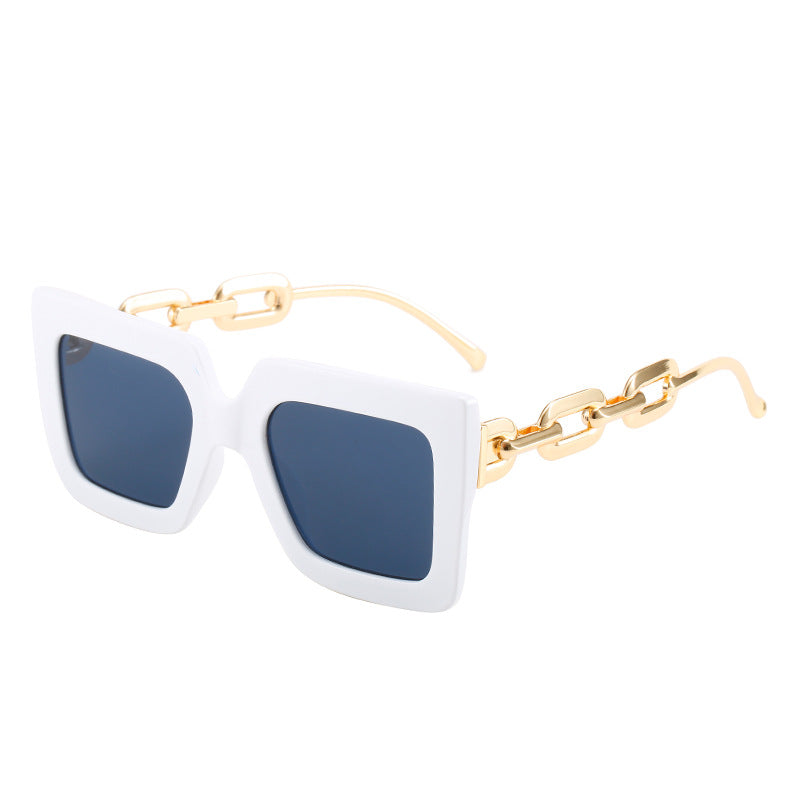 Wholesale Square Large Frame Chain Sunglasses