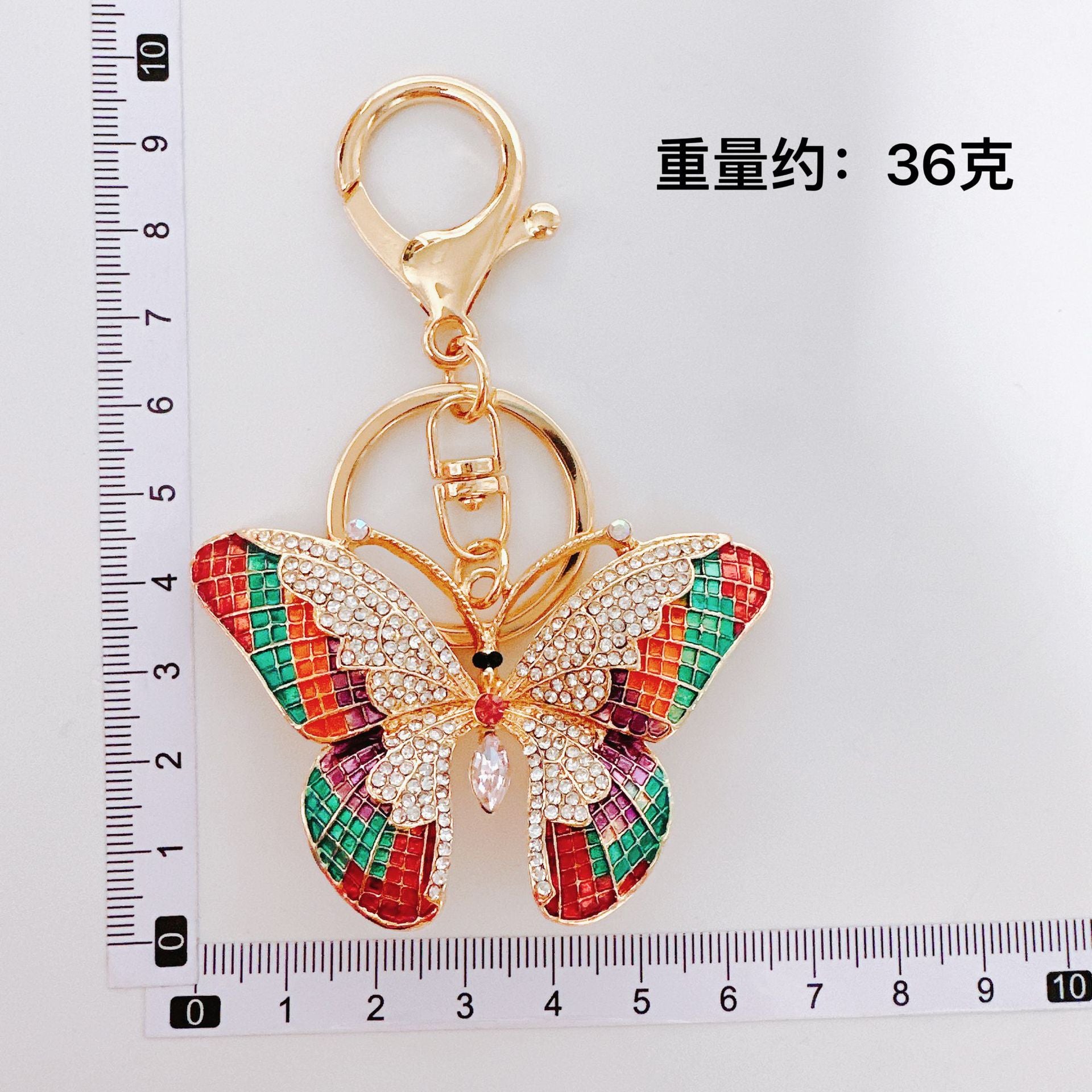 Wholesale Rhinestone Colorful Butterfly Alloy Keychain