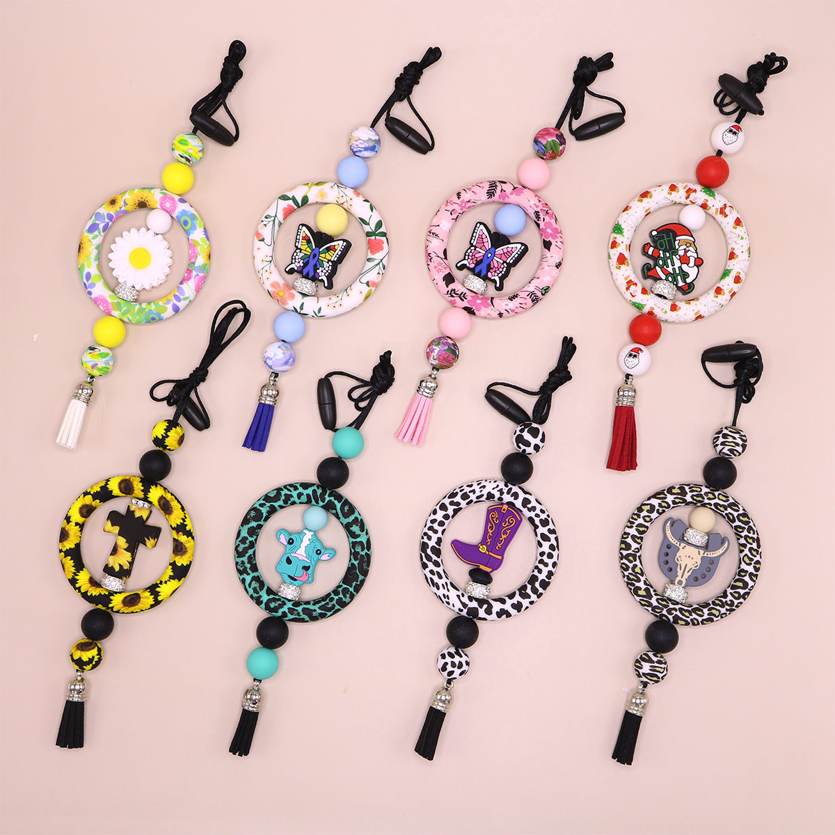 Wholesale Sweater Eco-friendly Silicone Circle Christmas Bull Head Cross Flower Creative Necklace