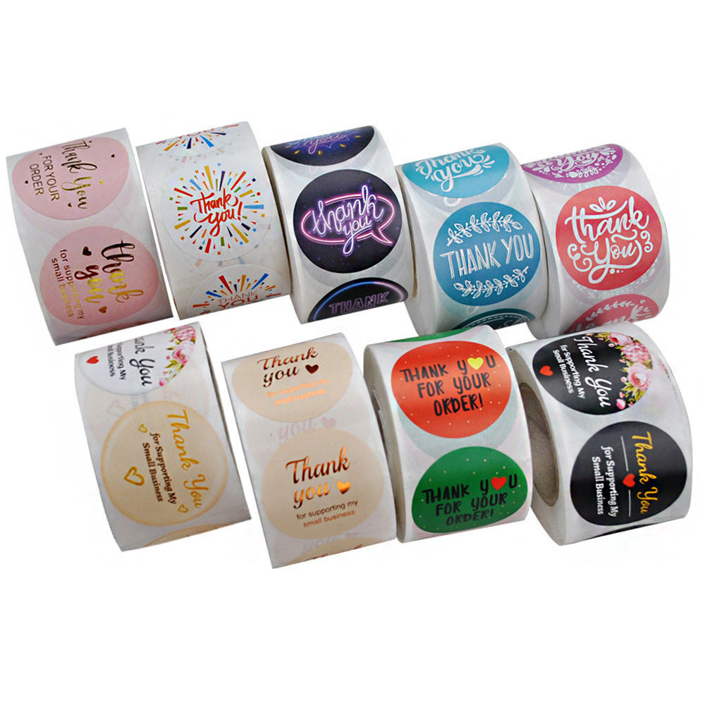 Wholesale Coated Paper Self-adhesive Round Bronzing Thank You Sticker