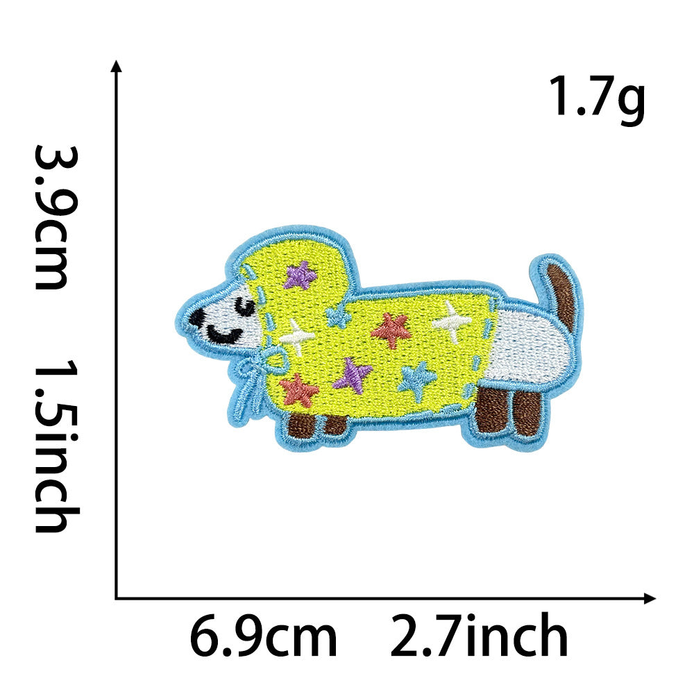 Wholesale Embroidered Self Adhesive Dachshund Dog Patch Set Cute Cartoon Design For Coats DIY Fashion Accessory