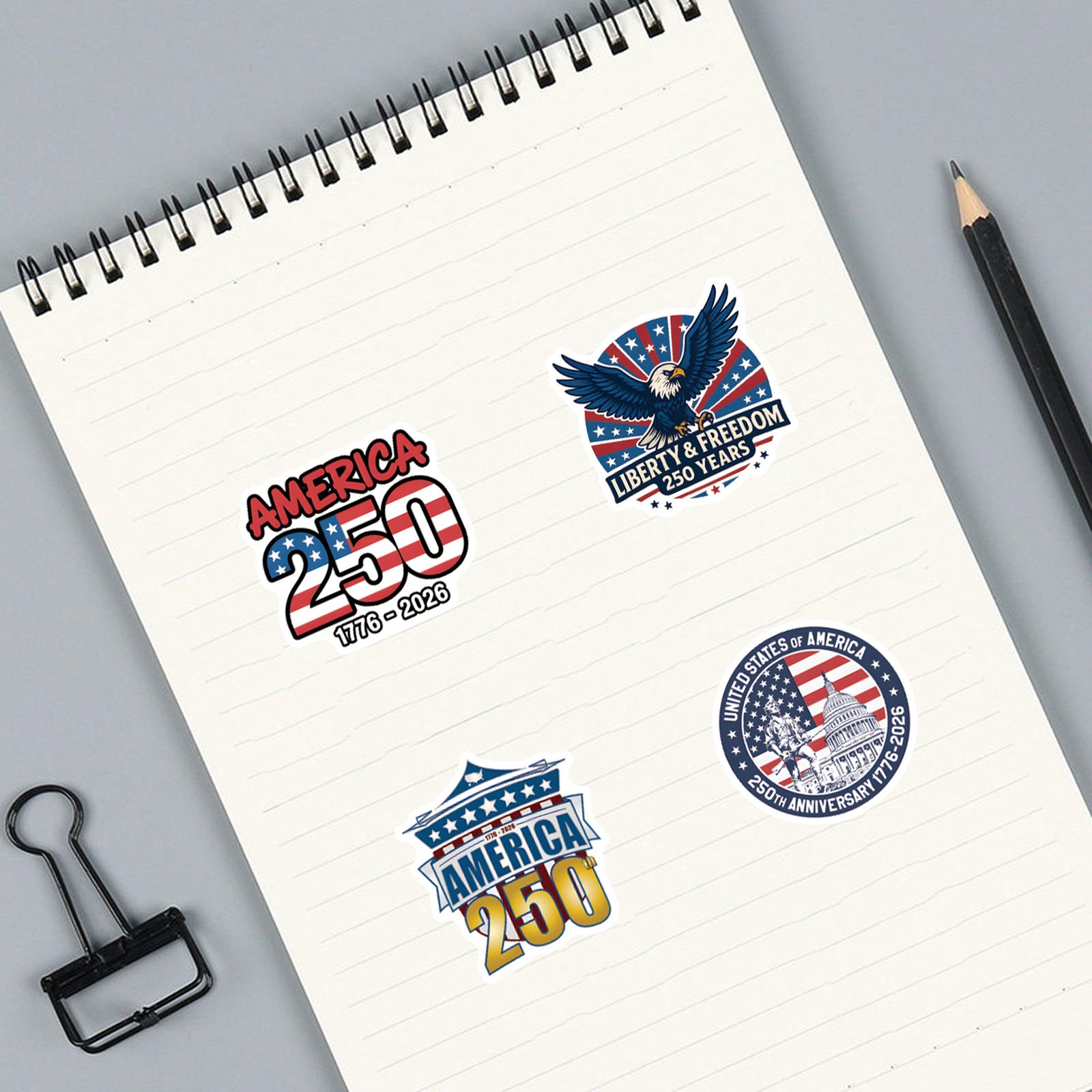 Wholesale 55 Cute U.S. Independence Day 250th Anniversary Waterproof Vinyl Stickers