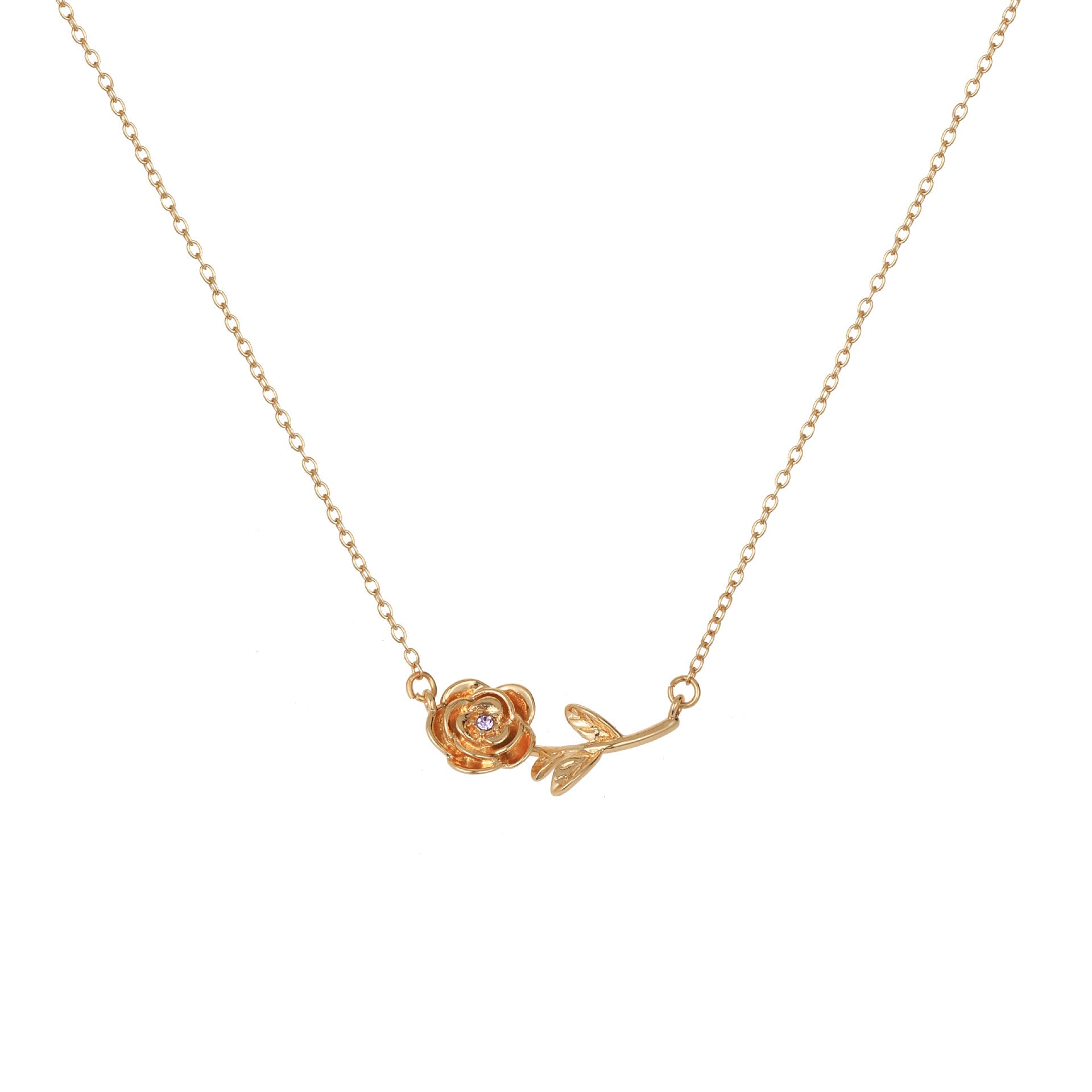 Wholesale 3D December Birth Flower Pendant Necklace Gold Plated Copper Decorative Jewelry Accessory