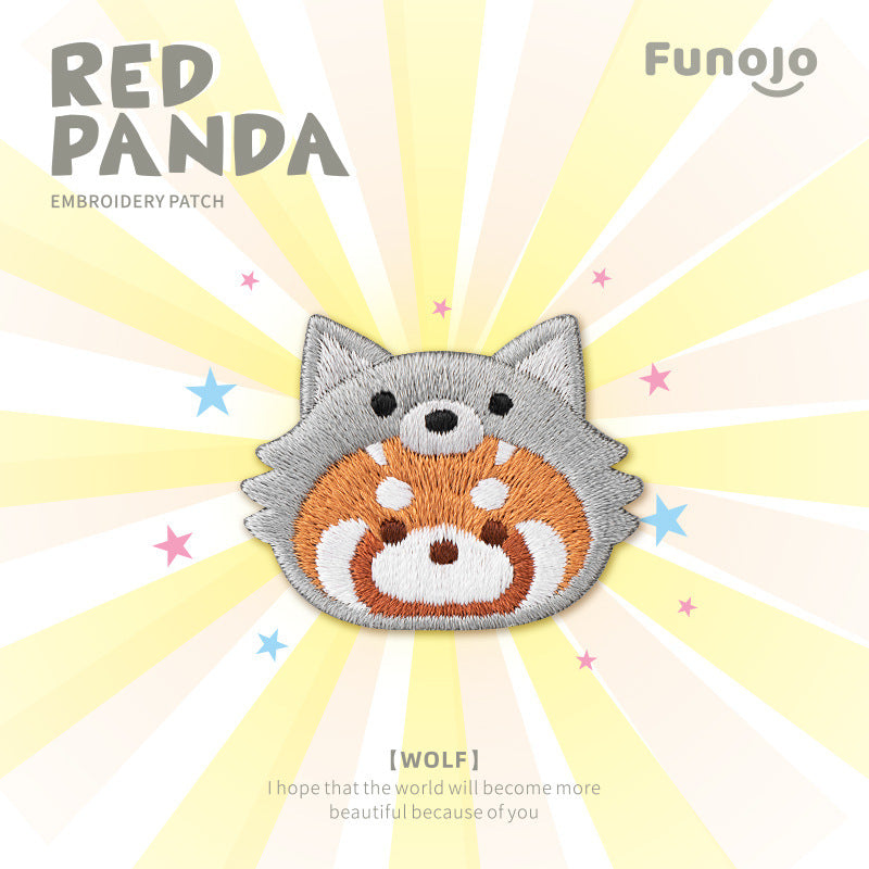 Wholesale Cute Little Panda Animal Headgear Embroidery  Self-Paste Cloth Sticker  DIY Patches