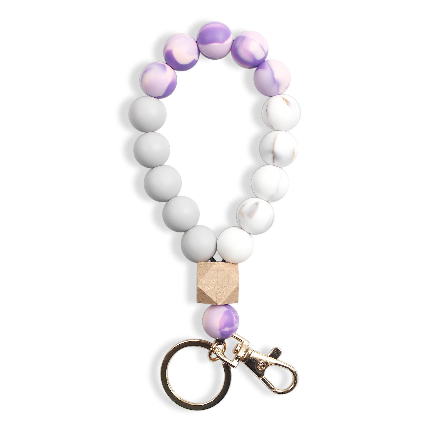 Wholesale Silicone Color Beaded Bracelet Keychain