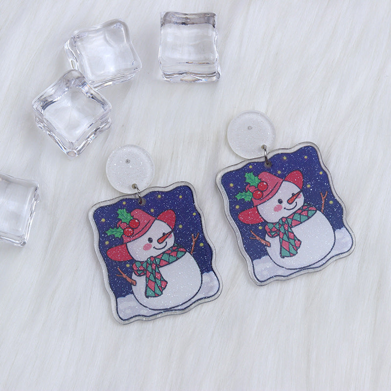 Wholesale Round Christmas Acrylic Earrings